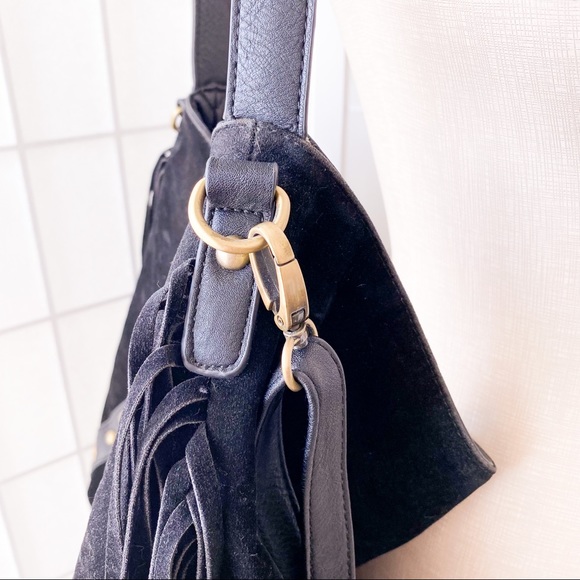 LD Black Faux Suede Fringe Crossbody Bag - Picture 9 of 17